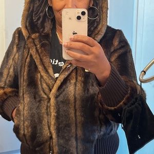 Mink bomber coat